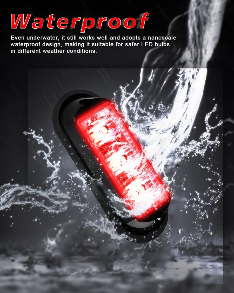 YM EBright YM E-Bright 2-Pack Red 3 LED Car Flash Light DRL Truck Emergency Strobe Flash Warning Light 12-24V - Image 3